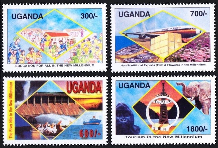 Uganda 2000 MNH 4v, New Millennium, River Nile, Birds, Pelicans, Elephant, Educa