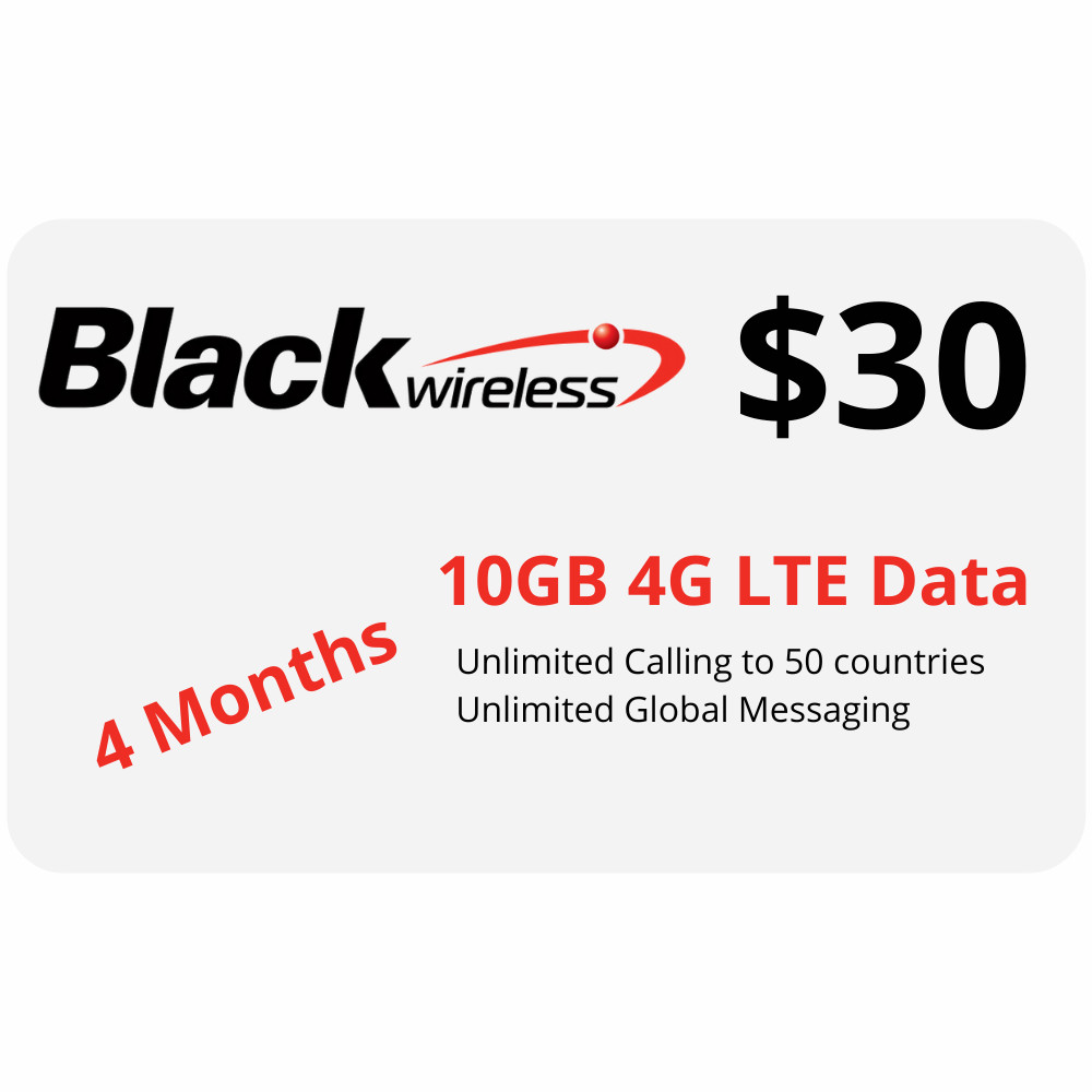 Black Wireless SIM Card 10GB 4G Data Unlimited Talk Text AT&T 4 Months New