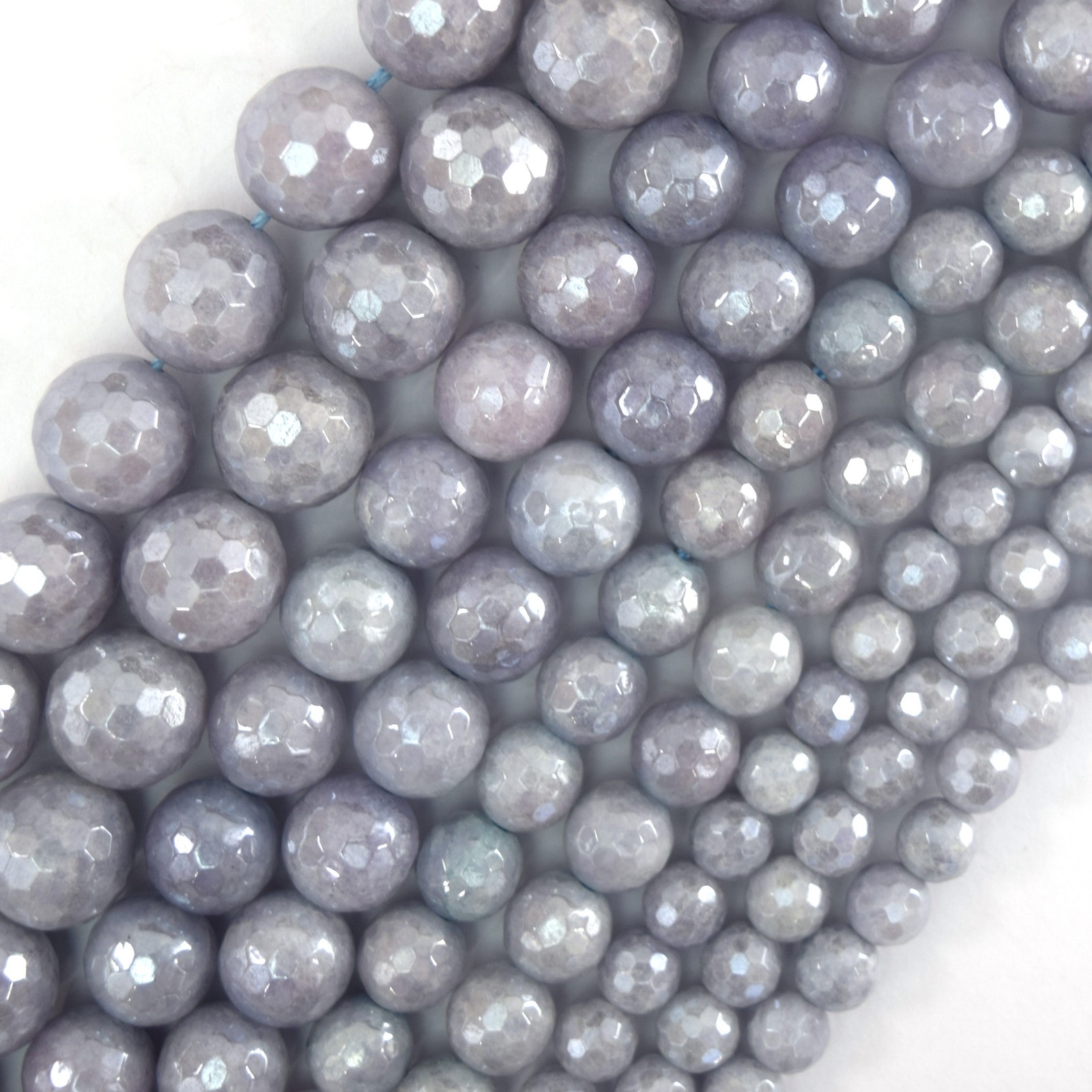 Mystic Titanium Faceted Blue Aquamarine Quartz Round Beads15"  6mm 8mm 10mm 12mm