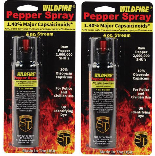 Wildfire 1.4% MC 4oz Self Home Defense Hot Police Pepper Spray 2 Pack