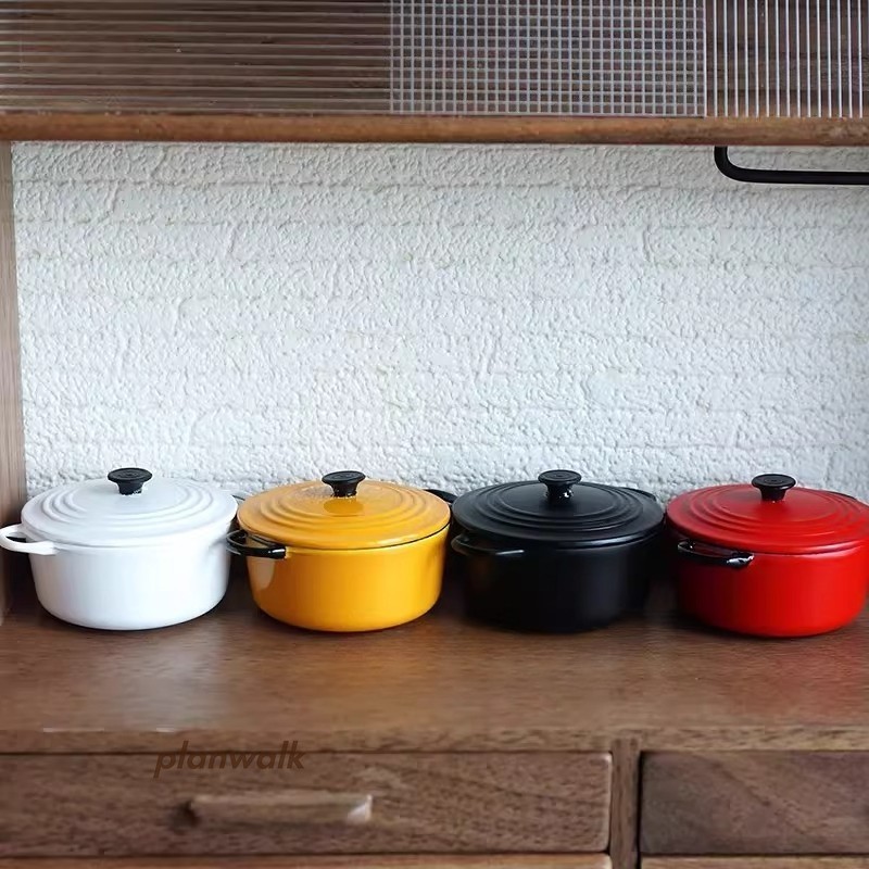 2PC 1:6 Doll House Miniature Metal Stock Pot Tableware Retro Accessories