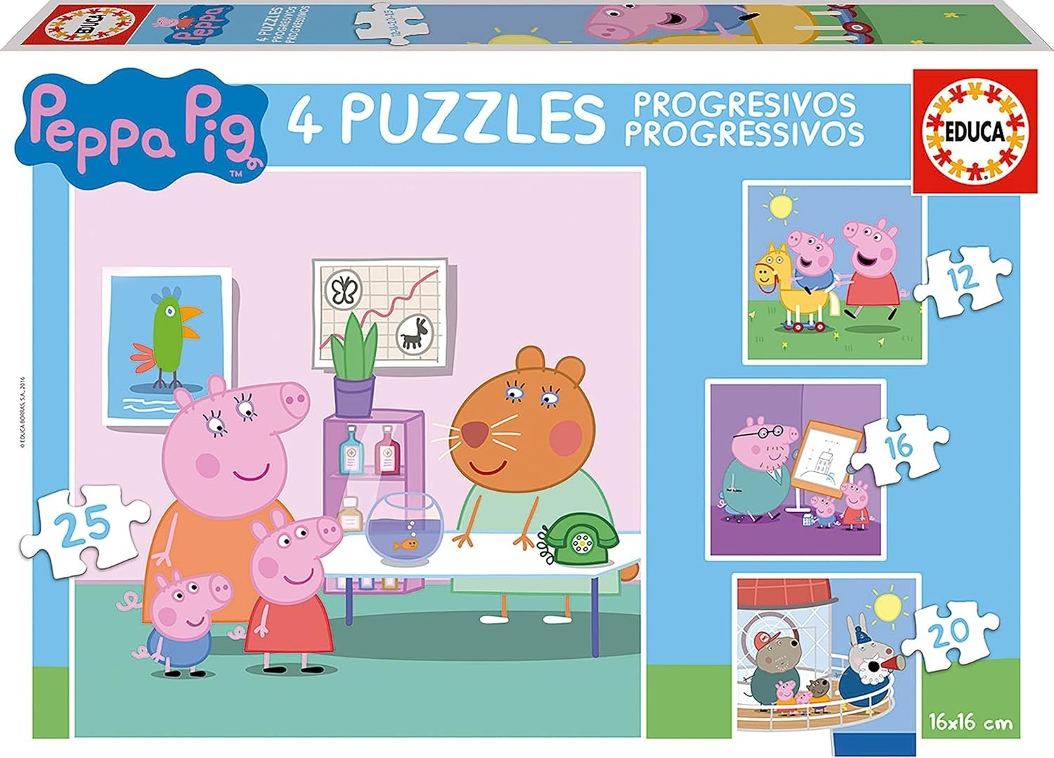 NEW EDUCA  BORRAS Jigsaw Puzzle 4 in 1  Pieces Peppa Pig Progressive 3+ Ages