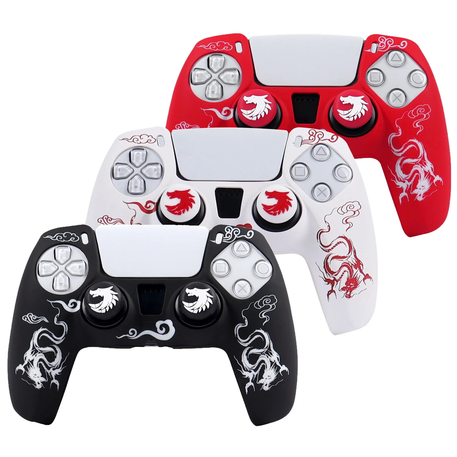 Laser Carving Soft Silicone Cover For PS5 Controller Skin Case Gamepad Joystick 