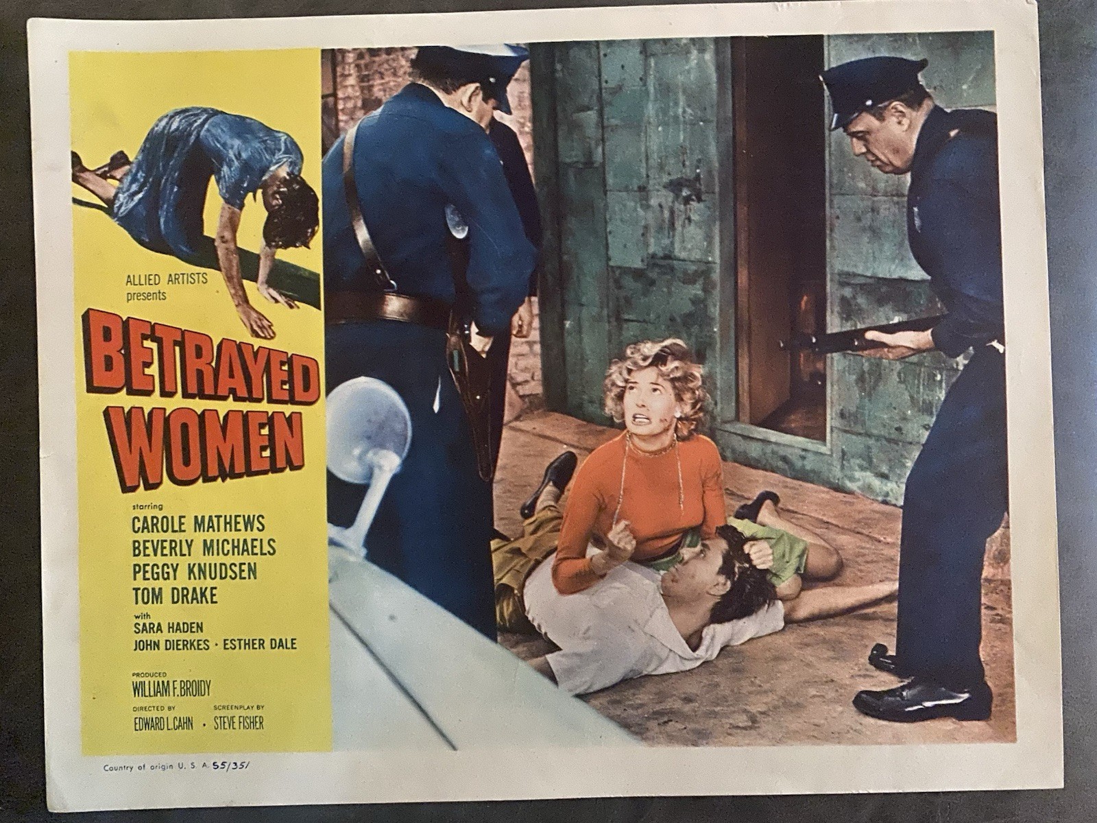 BETRAYED WOMEN 1955 Original Vintage Lobby Card with Beverly Michaels