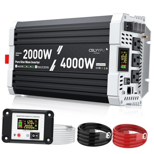 2000 watt Pure sine Wave Inverter, 12V DC to 110V AC Power Inverter, 12v-2000W
