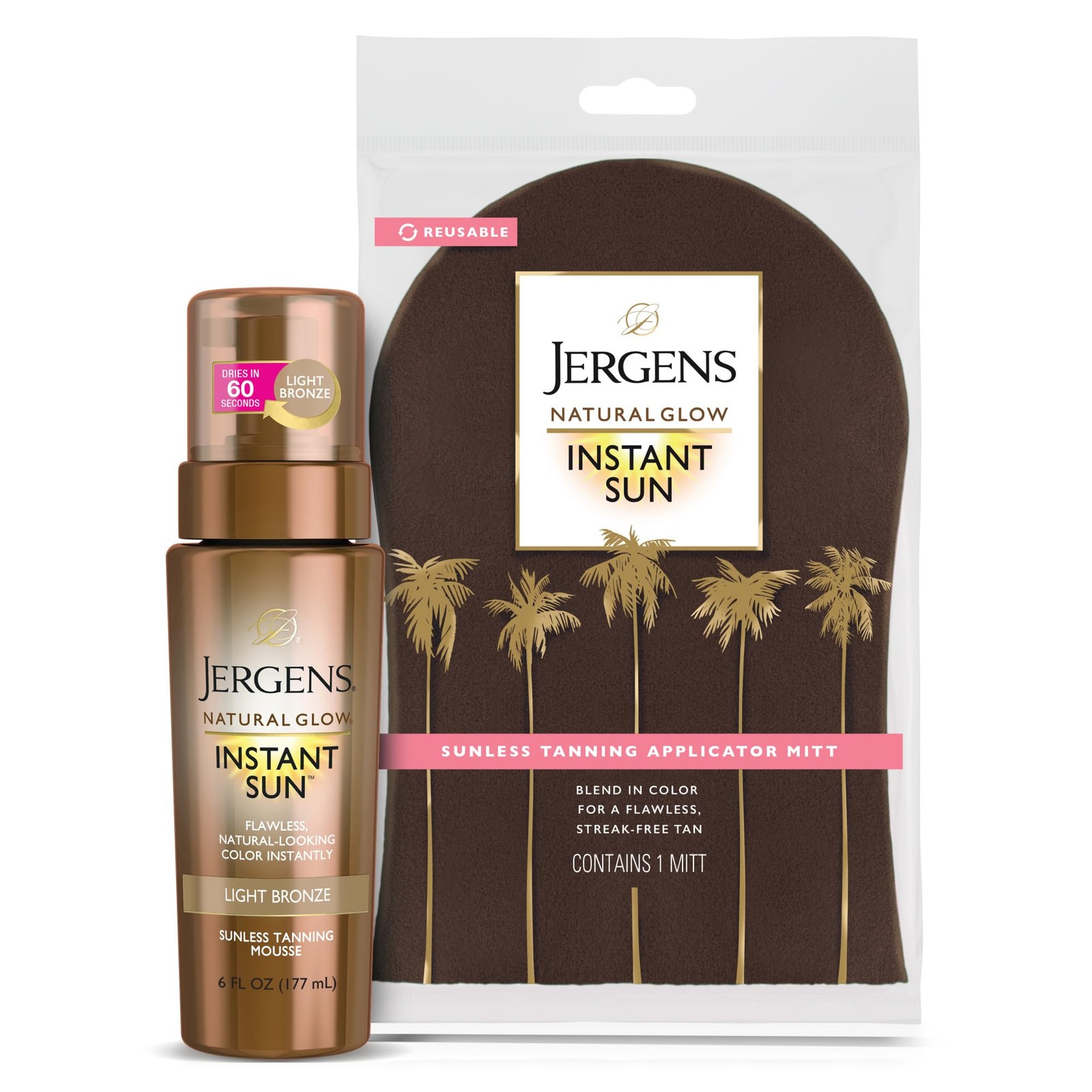 Jergens Natural Glow Instant Sun Self Tanner 6 Fl Oz (Pack of 1), Brown 