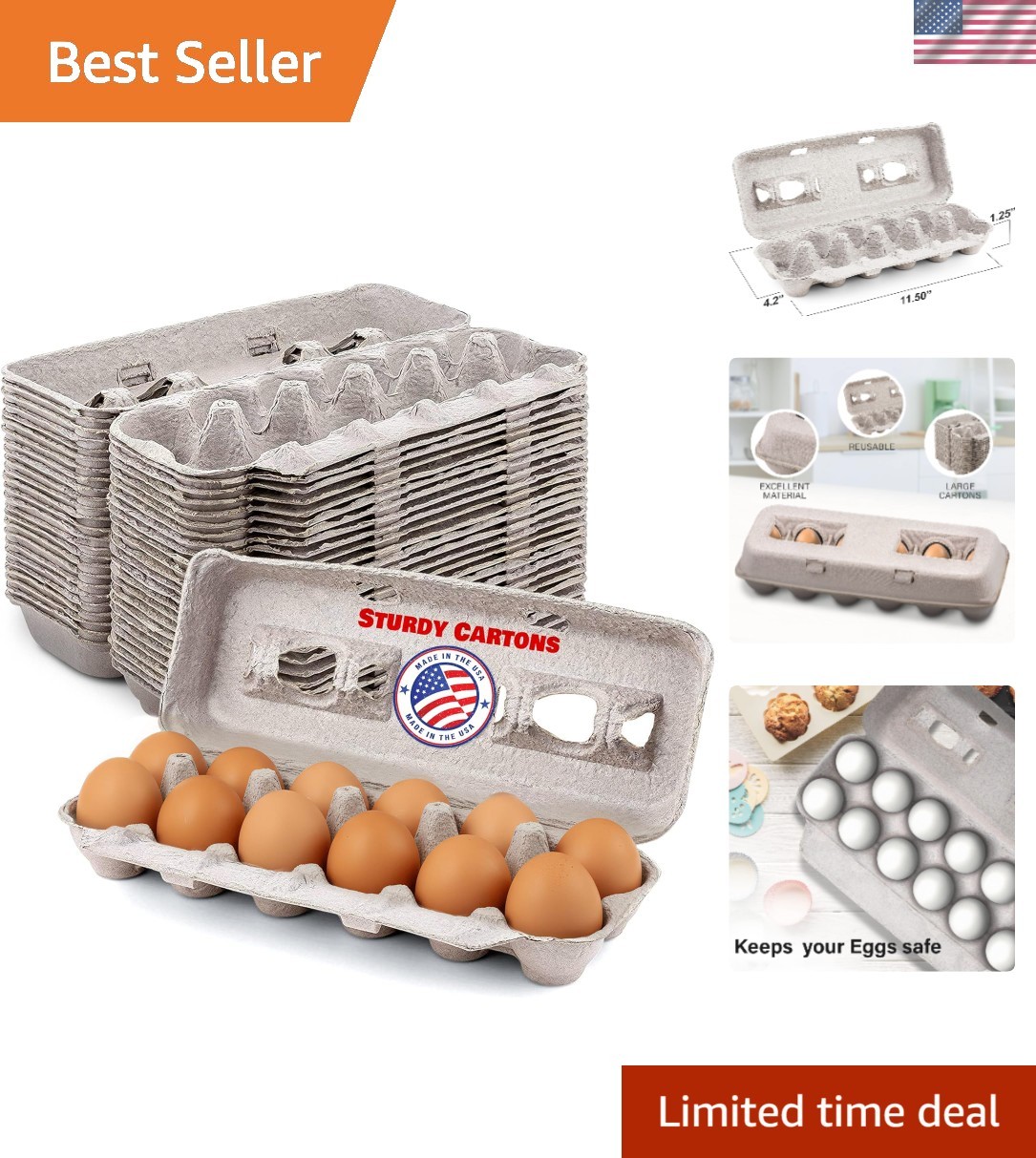 Blank Natural Pulp Egg Cartons Bulk -  - Holds Up to Twelve Eggs - 1 Dozen - ...