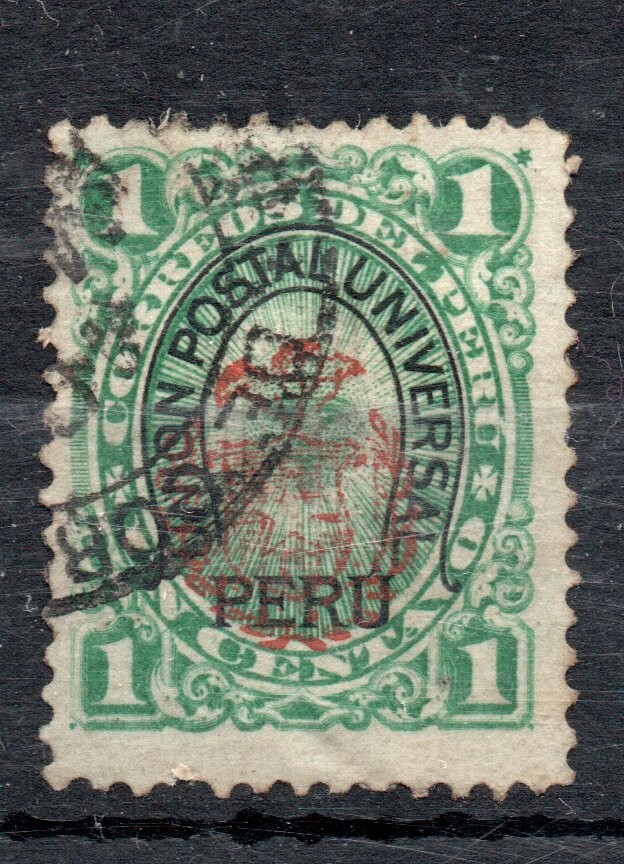 PERU, VERDE  S/C ROJA  ESCUDO DE CHILE,  GUERRA DEL PACIFICO, LIMA