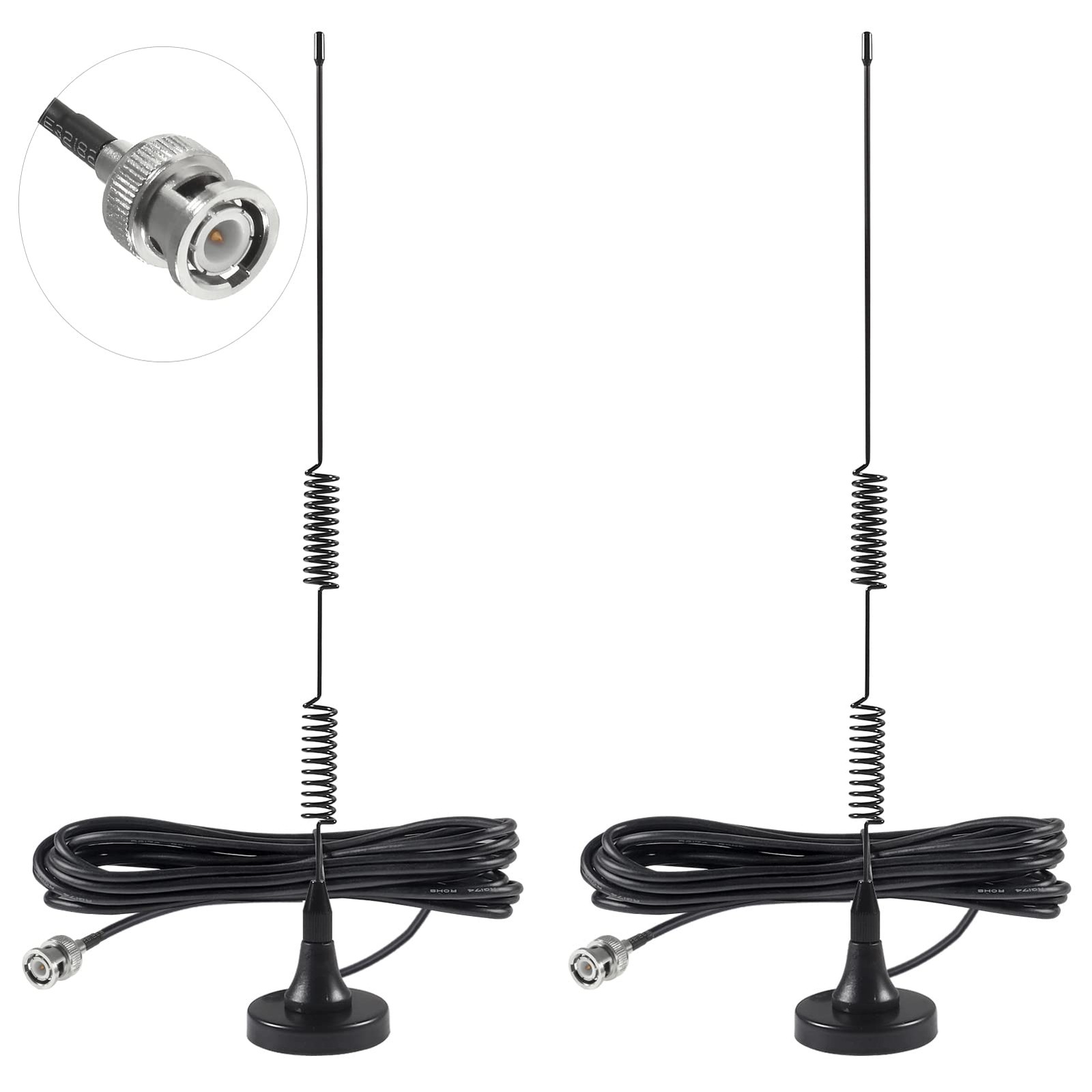 AEDIKO 2pcs Police Scanner Antenna - 20-1300MHz Radio 2pcs, Black 