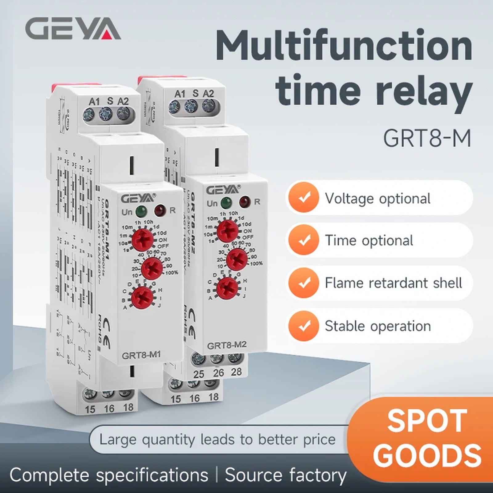 GEYA 16A Multifunction Time Relay with 10 Function Choices AC DC 12V-240V