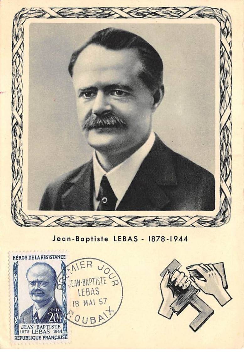 Maximum Card - FRANCE - COR12598 - 05/18/1957 - Jean-Baptiste Lebas - Cachet