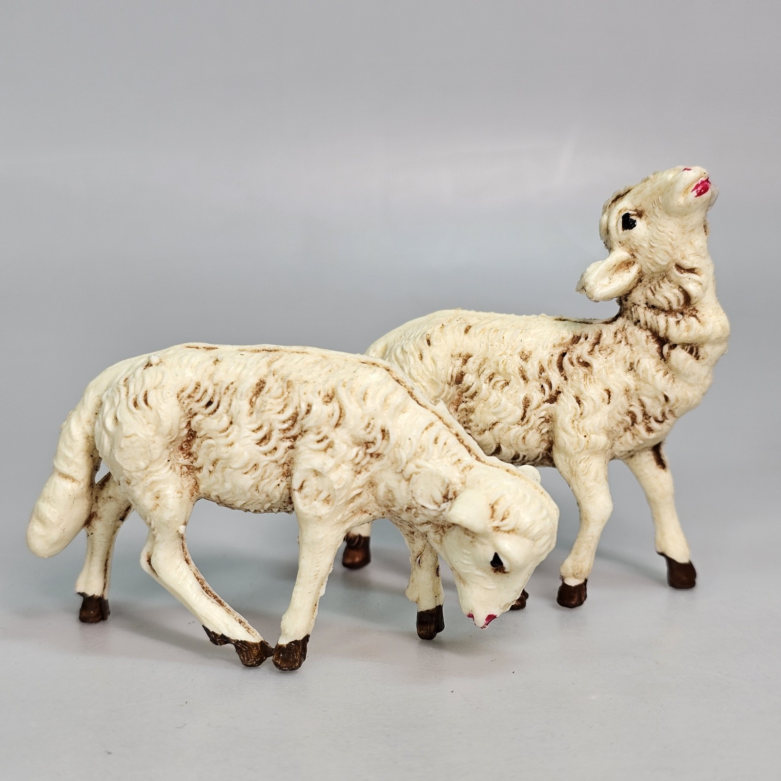 Vintage Nativity Animals Figures Sheep Italy Plastic Pair