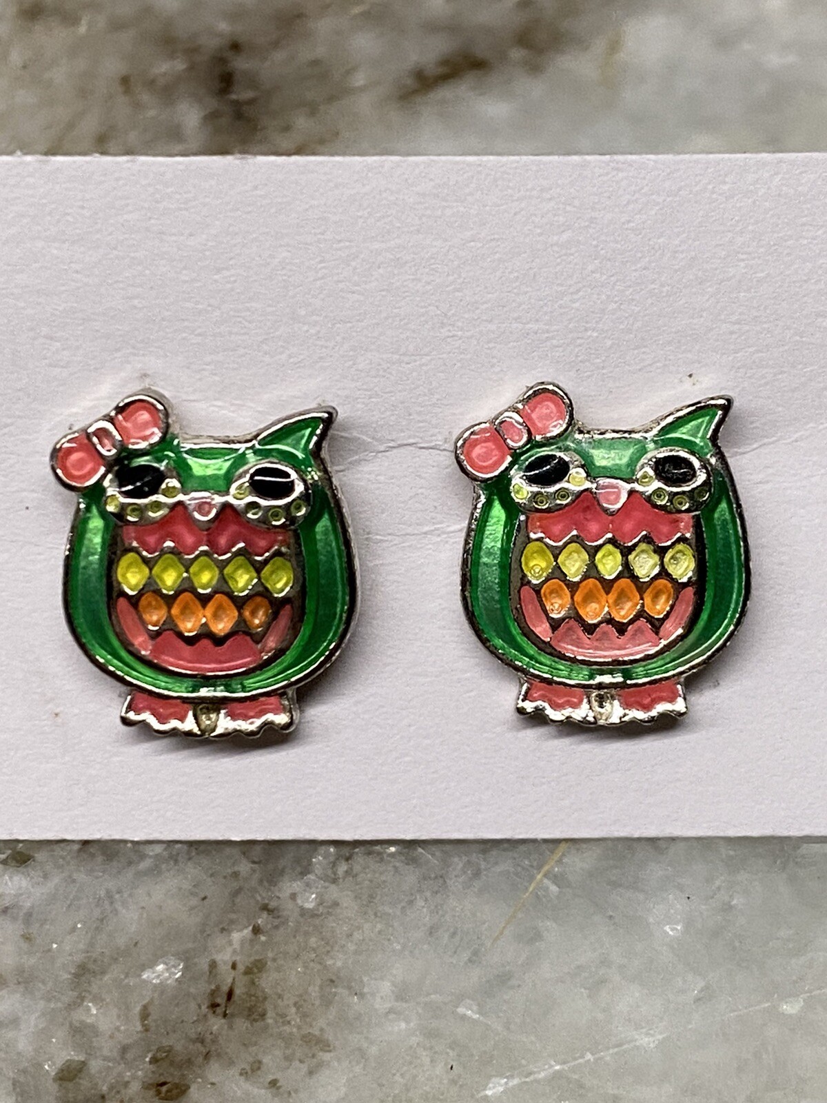 Girls owl enamel stud earrings Justice