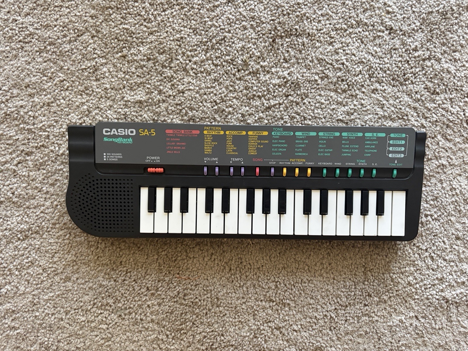 CASIO SA-5 SongBank Electric Keyboard Piano Synthesizer 32 Keys - TESTED