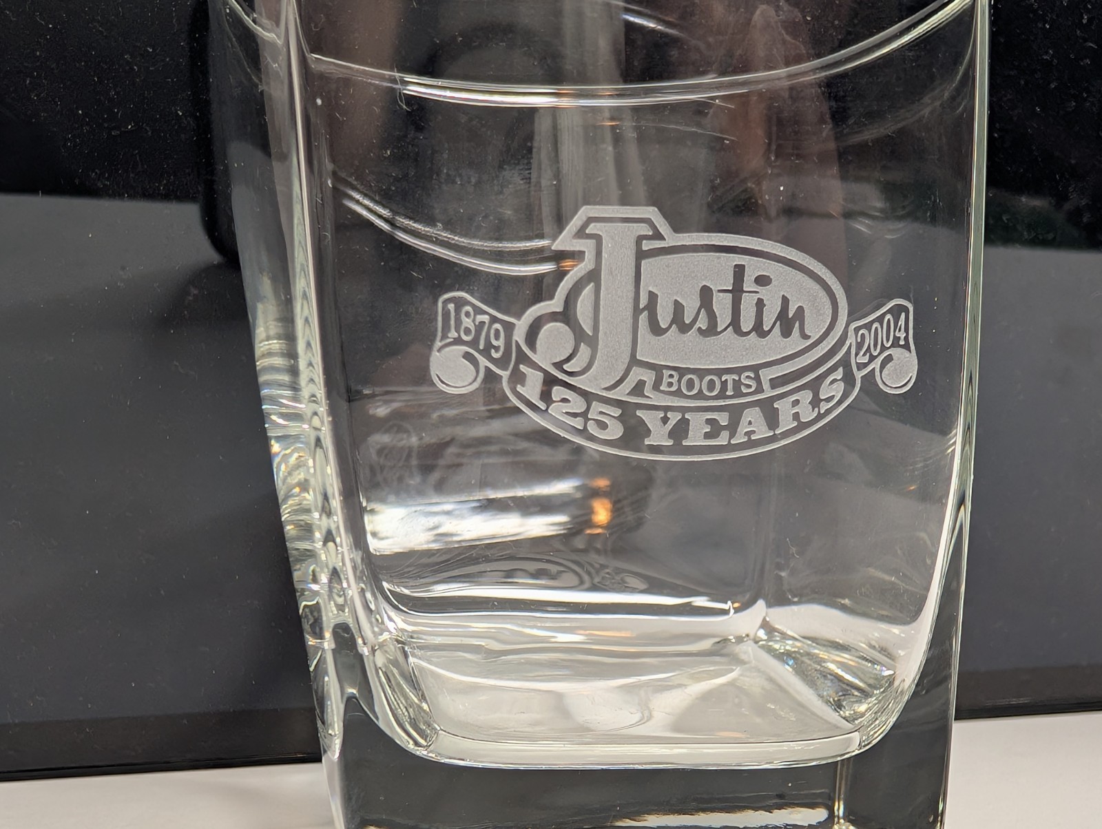 Justin Boots Etched Old Fashioned Highball Glass Bourbon Whiskey Drinking Glass