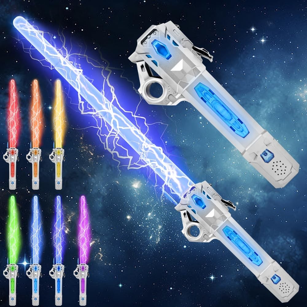 Light Up Sword, Flashing Dueling Sabers for Kids with FX Sound Retractable Bl...