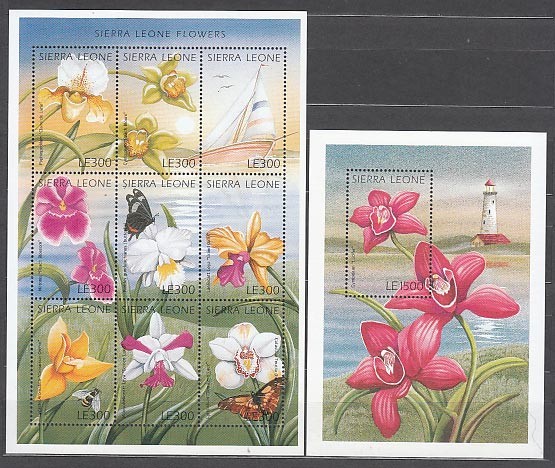 Sierra Leone - Mail Yvert 2256/64+Hb 301 ** Mnh Flowers