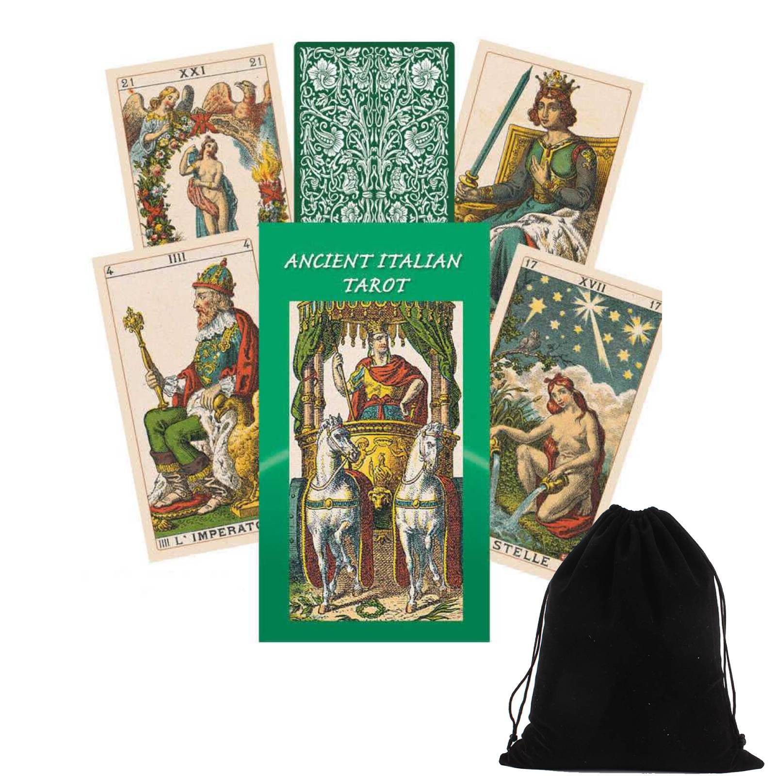 Old Italian Tarot Deck Cards Esoteric Lo Scarabeo With Velvet Bag New