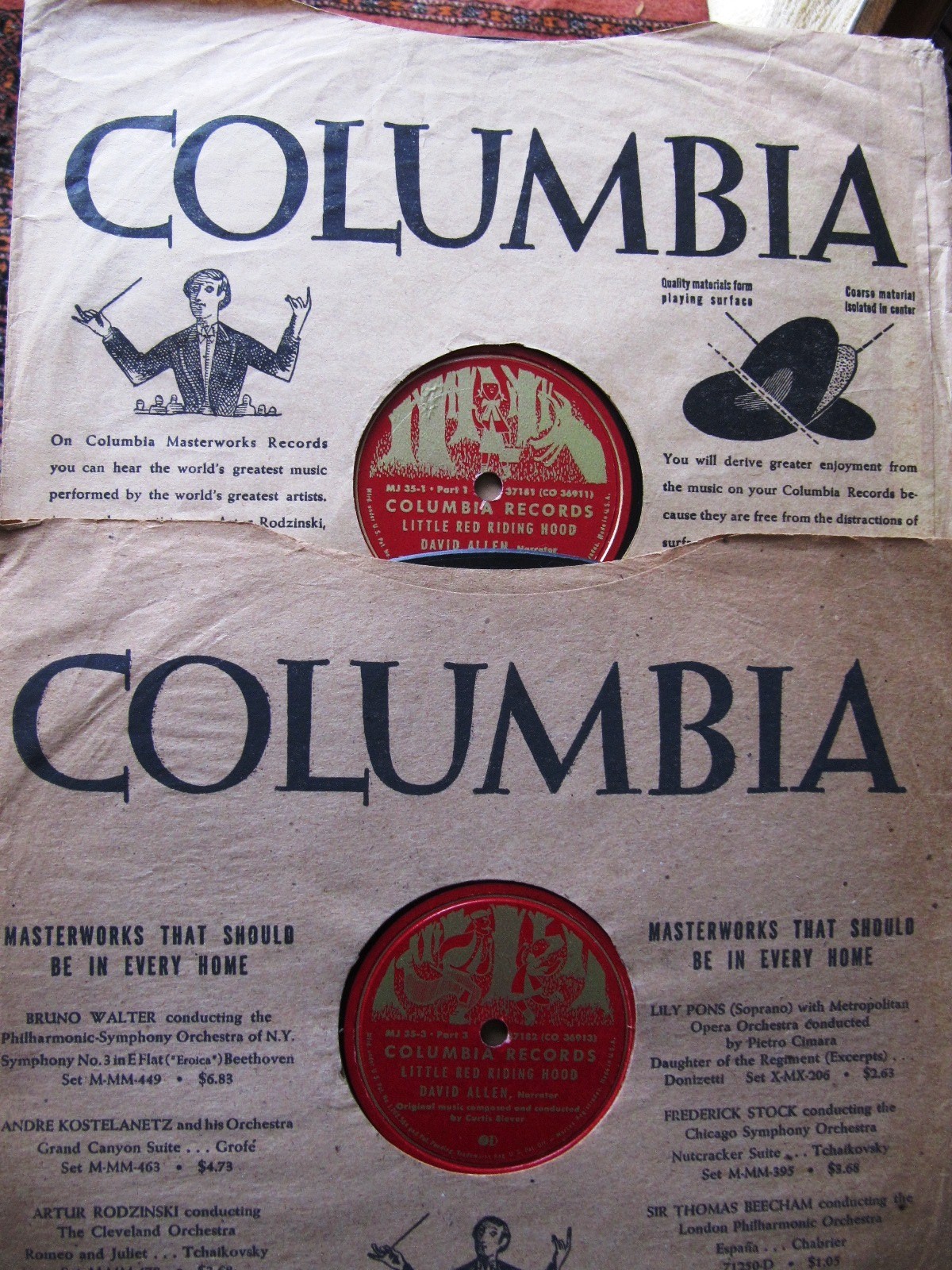 LITTLE RED RIDING HOOD Picture DAVID ALLEN Children's Record COLUMBIA SET MJ-35