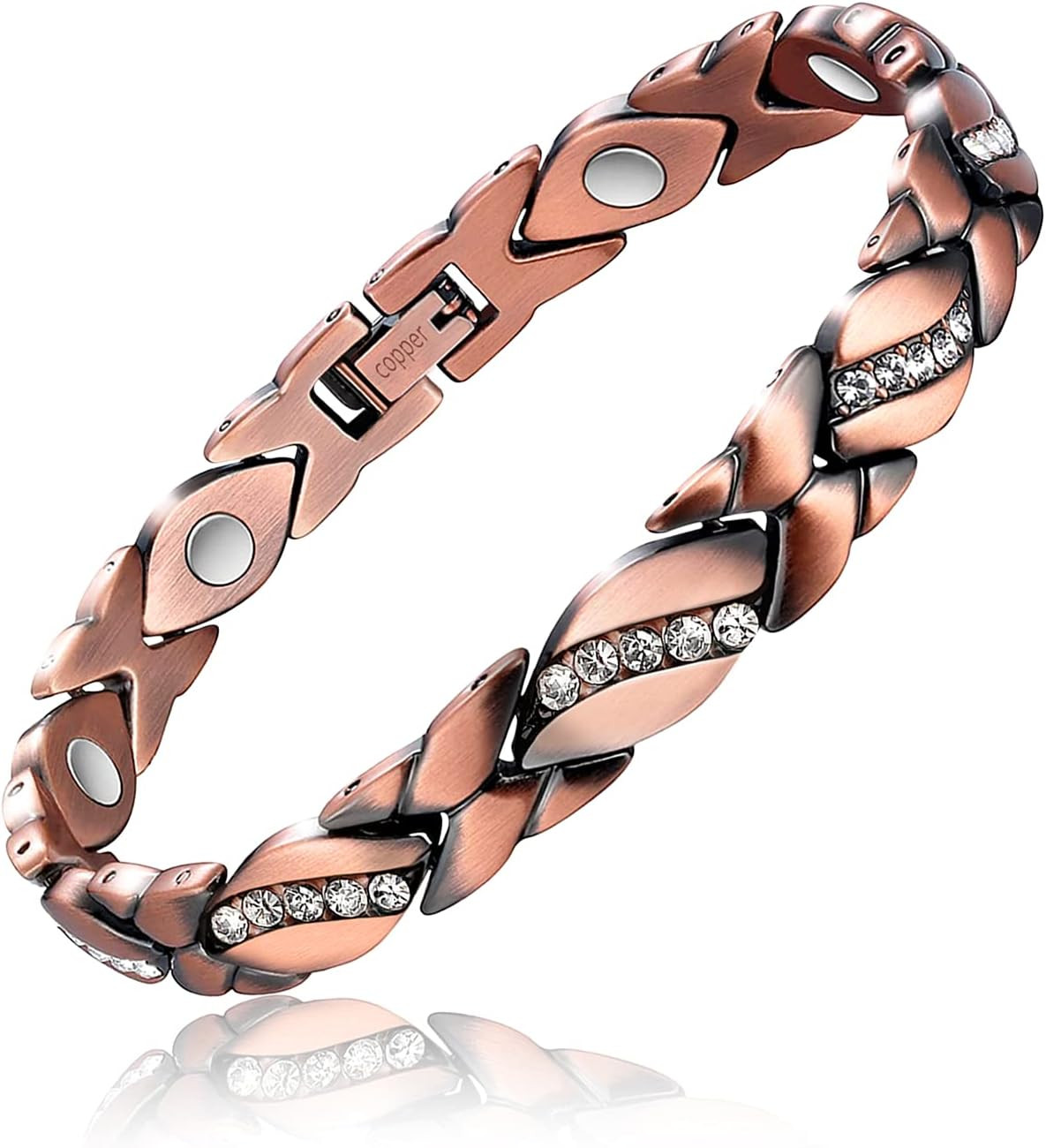 Copper Bracelets for Women Pure Magnetic Bracelets for Women Crystal Link Christ