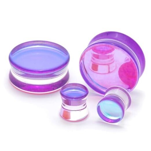 Glass Double Flare Solid Ear Plug Expander Purple Glass Ear Gauge Tunnel Body 