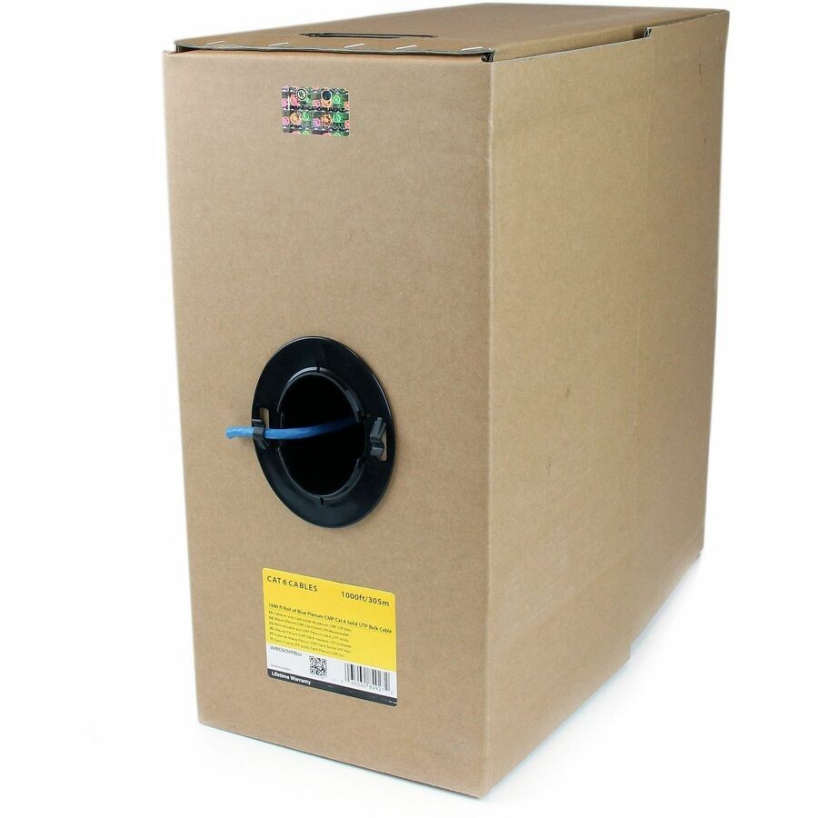 StarTech 1000 ft Roll of Blue Plenum CMP Cat 6 Solid UTP Bulk Cable