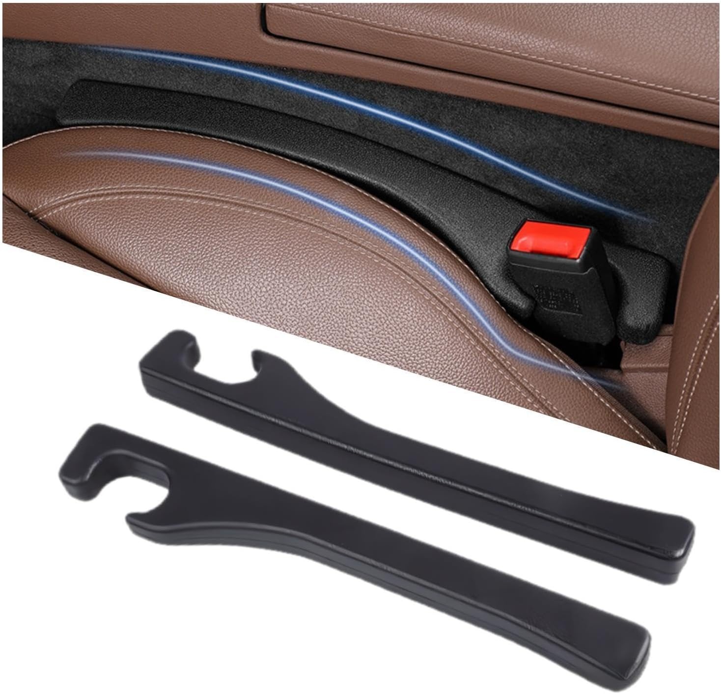 Car Seat Gap Filler 2 Pack, Universal Fit PU Leather Car Seat Gap Plug to Fill T