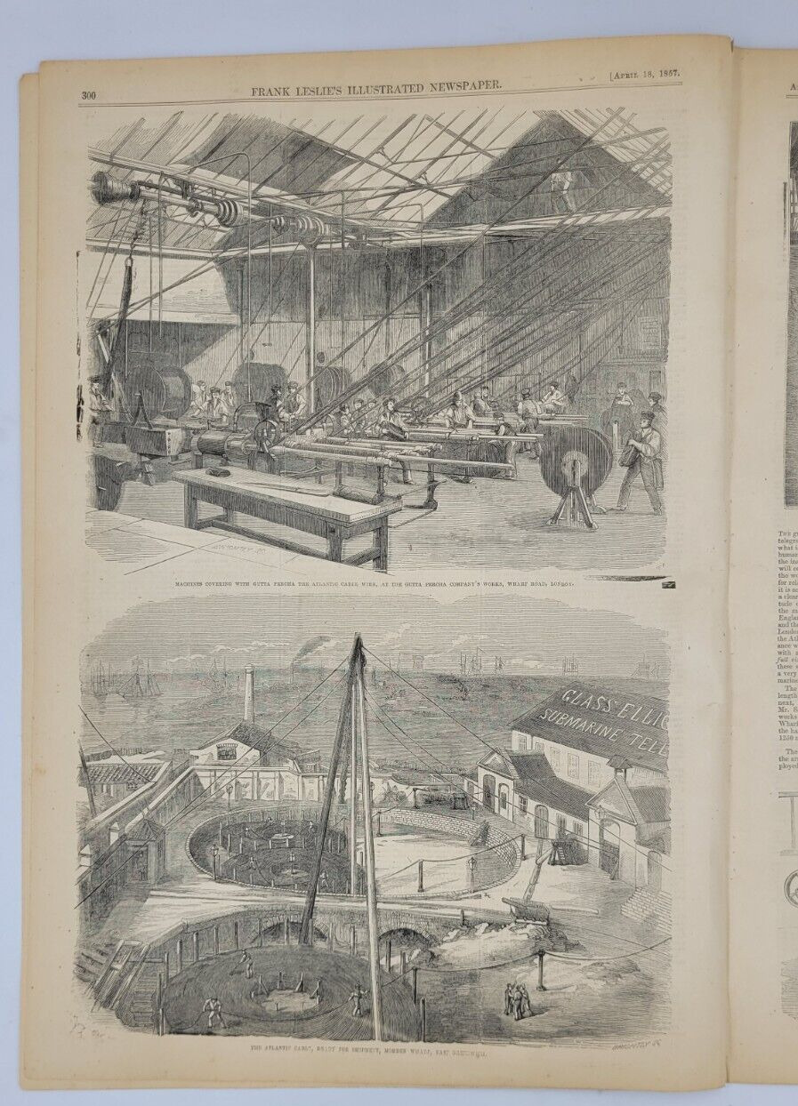 Frank Leslie's 4/18/1857  The Atlantic Cable     Atlantic Cable Machinery