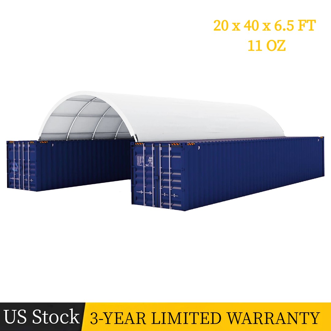 20'x40'x6.5' 11oz PE Canvas Fabric Building Shipping Container Canopy Shelter US