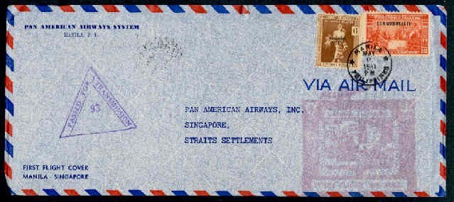 PHILIPINE IS/SINGAPORE 1941 CENSORED FFC