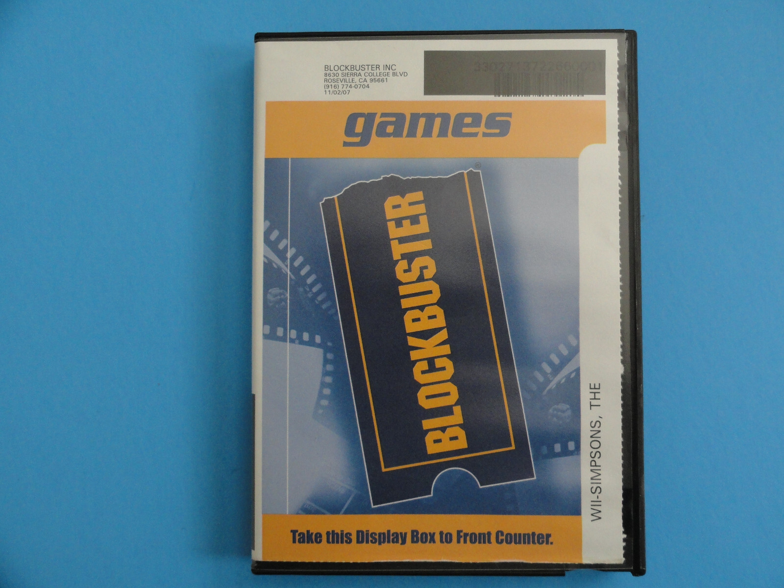 WII THE SIMPSONS BLOCKBUSTER VIDEO RENTAL CASE W/INSTRUCTIONS -NO GAME