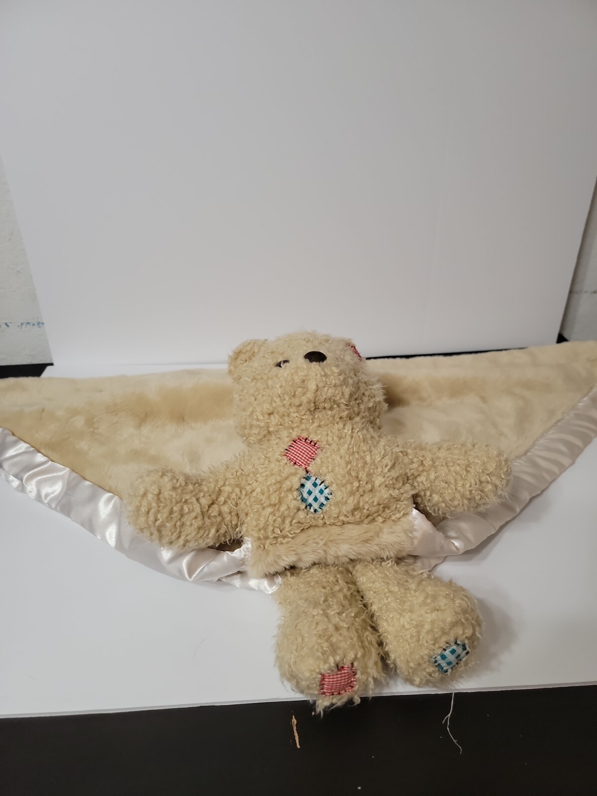 My Banky Baby Lovie Lovey Blanket 15” Billy Button Bear Satin Trim