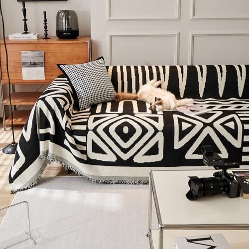  Bohemian Couch Cover Washable Soft Large (71*118inch) 01 Boho Aztec: Black