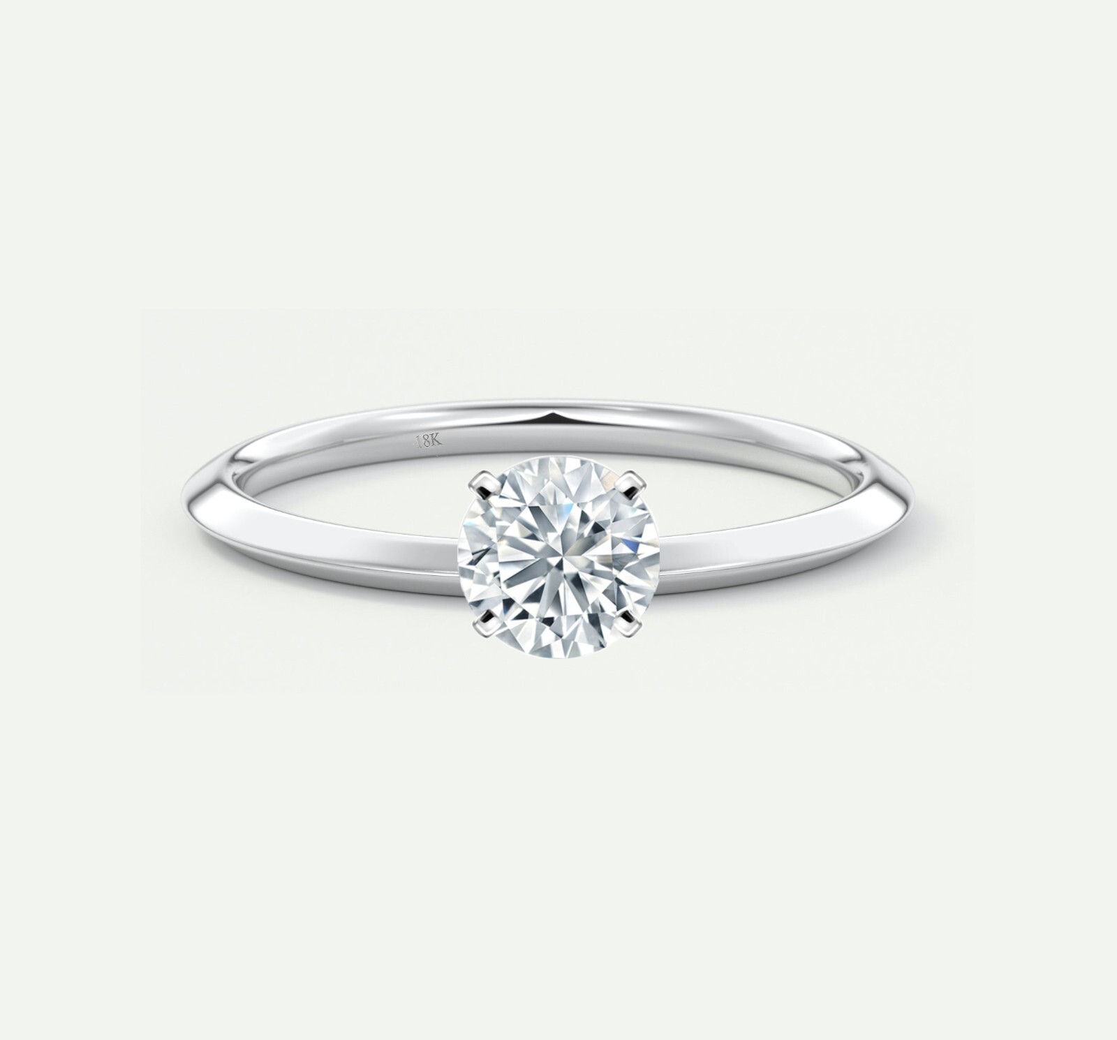 2/3 Ct Round E/VS Lab Created Grown Diamond Engagement Ring Solid 18K White Gold