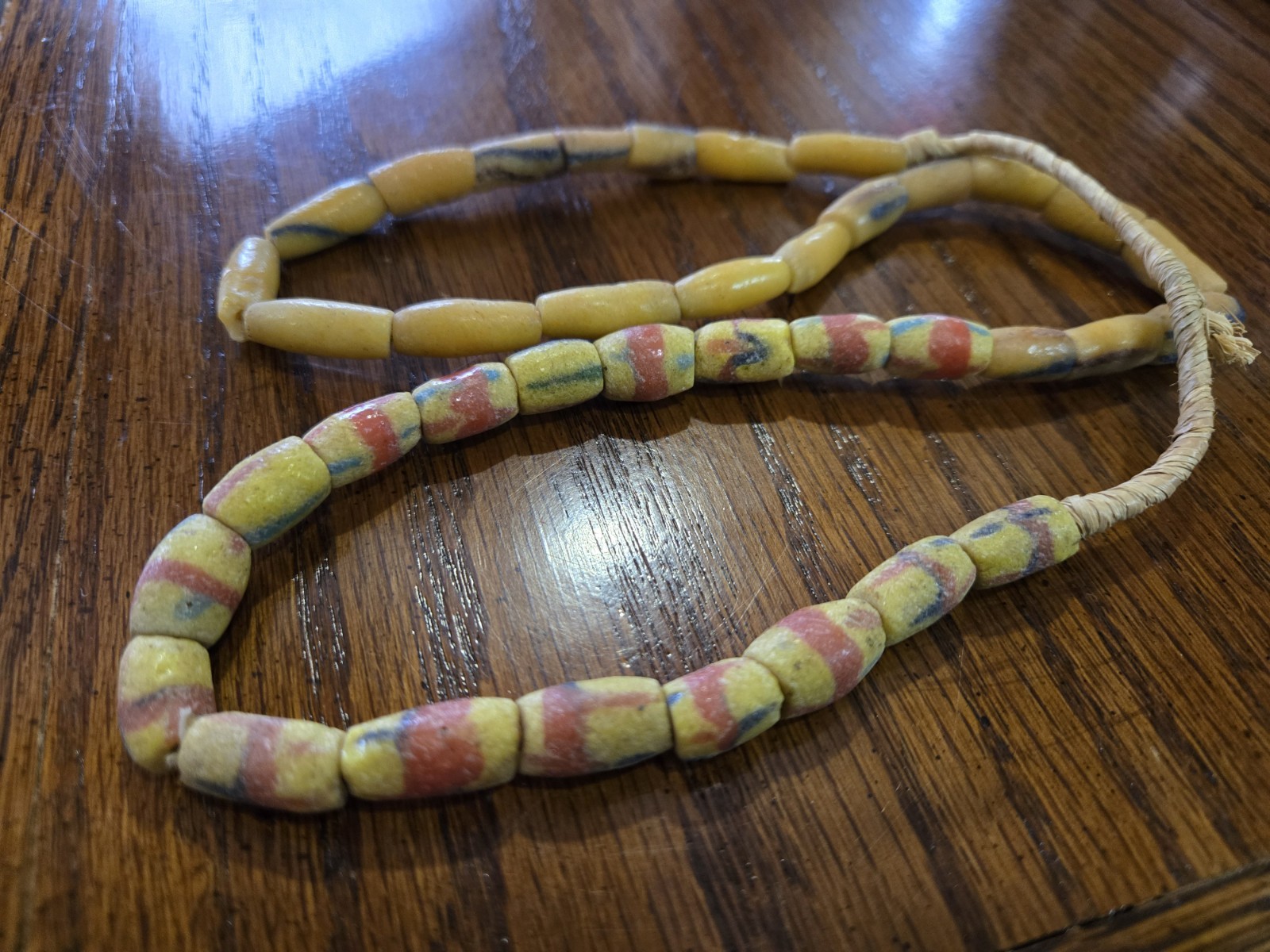 Antique Sand-cast Glass African Multicolored Trade Beads 26" Strand