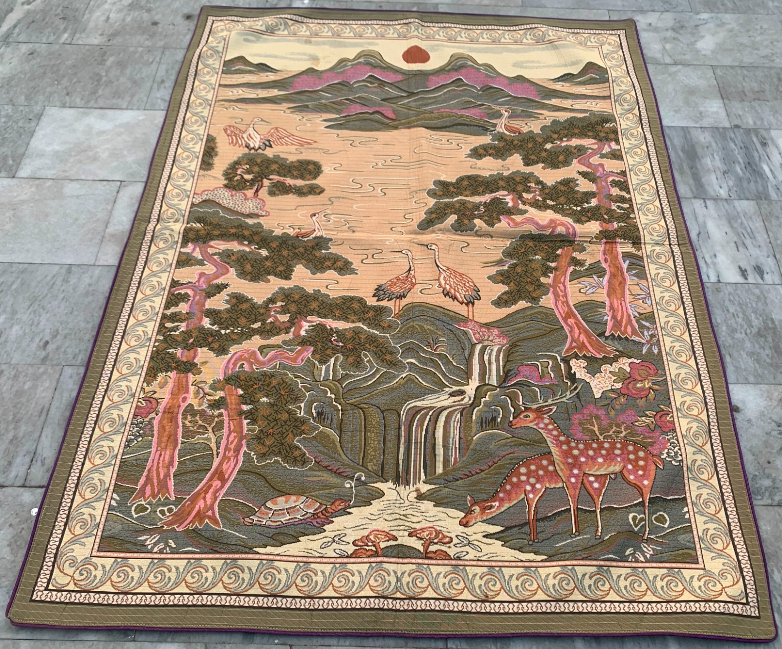 Vintage French Tapestry Amazing Pictorial Wall Decor Tapestry 5x6 ft Free Ship