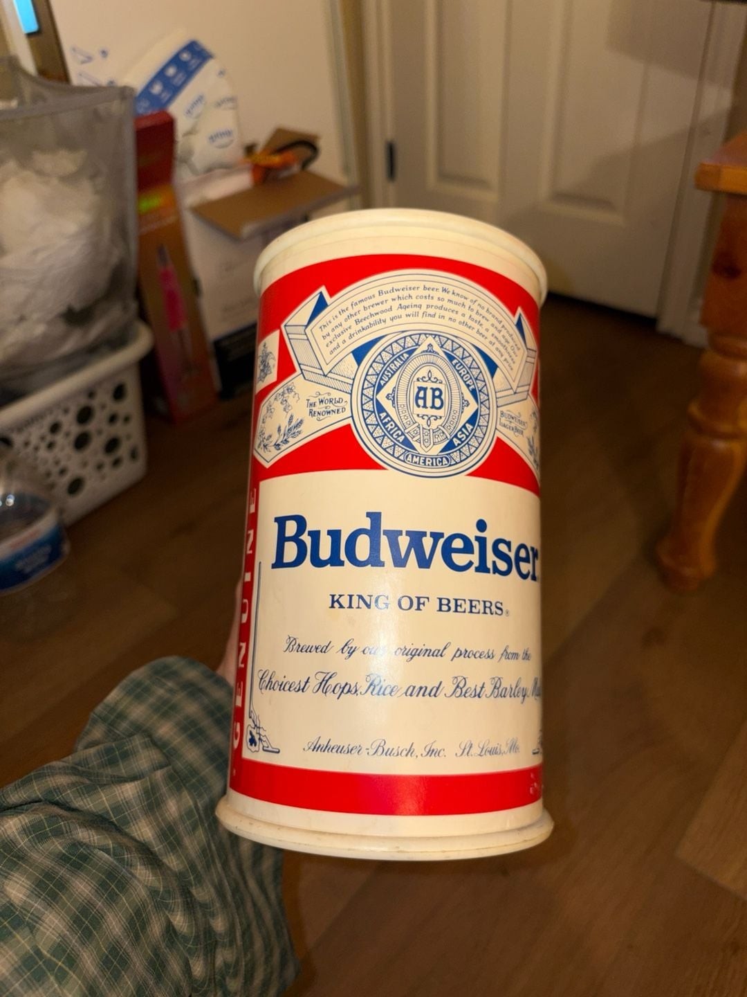 Vintage Budweiser Beer Can Giant Coin Bank 9 & 1/2" High