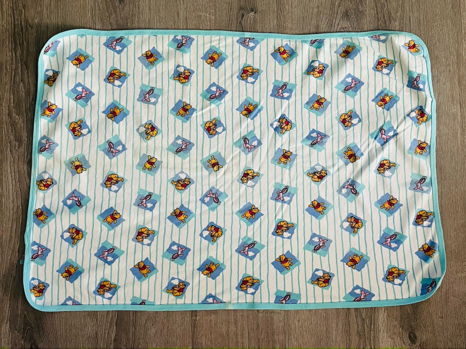 Disney Winnie The Pooh Baby Blanket Receiving Swaddle 1990s Vintage Cotton