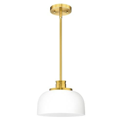  Brushed Gold Pendant Lights Kitchen Island, Brushed Gold & Milk Glass - 1PCS