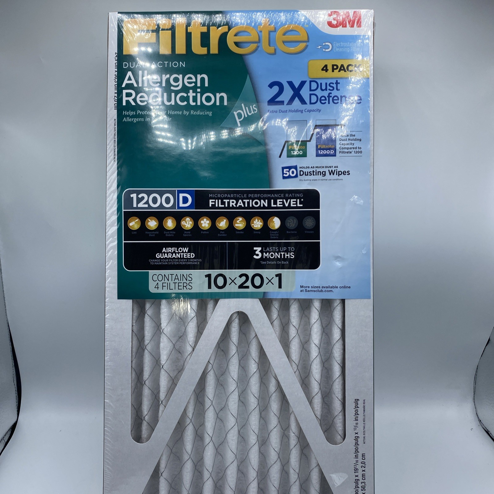 Filtrete 3M Dual-Action Micro Allergen Plus 2X Dust Defense Filter (4 Pk.)