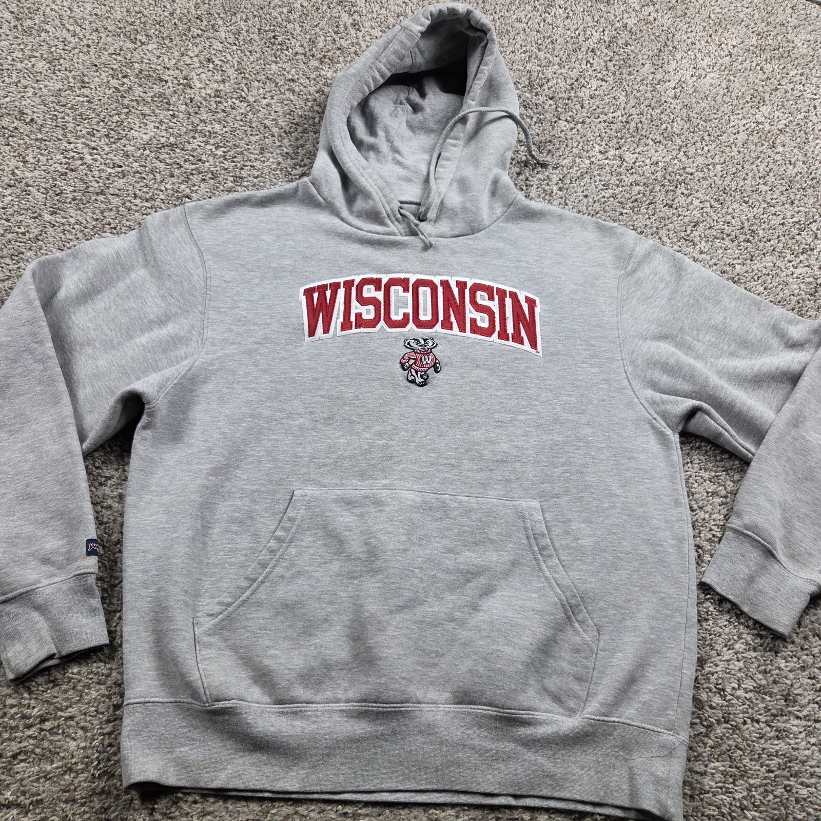 VINTAGE Wisconsin Badgers Sweatshirt Mens Medium Gray Hoodie Jansport