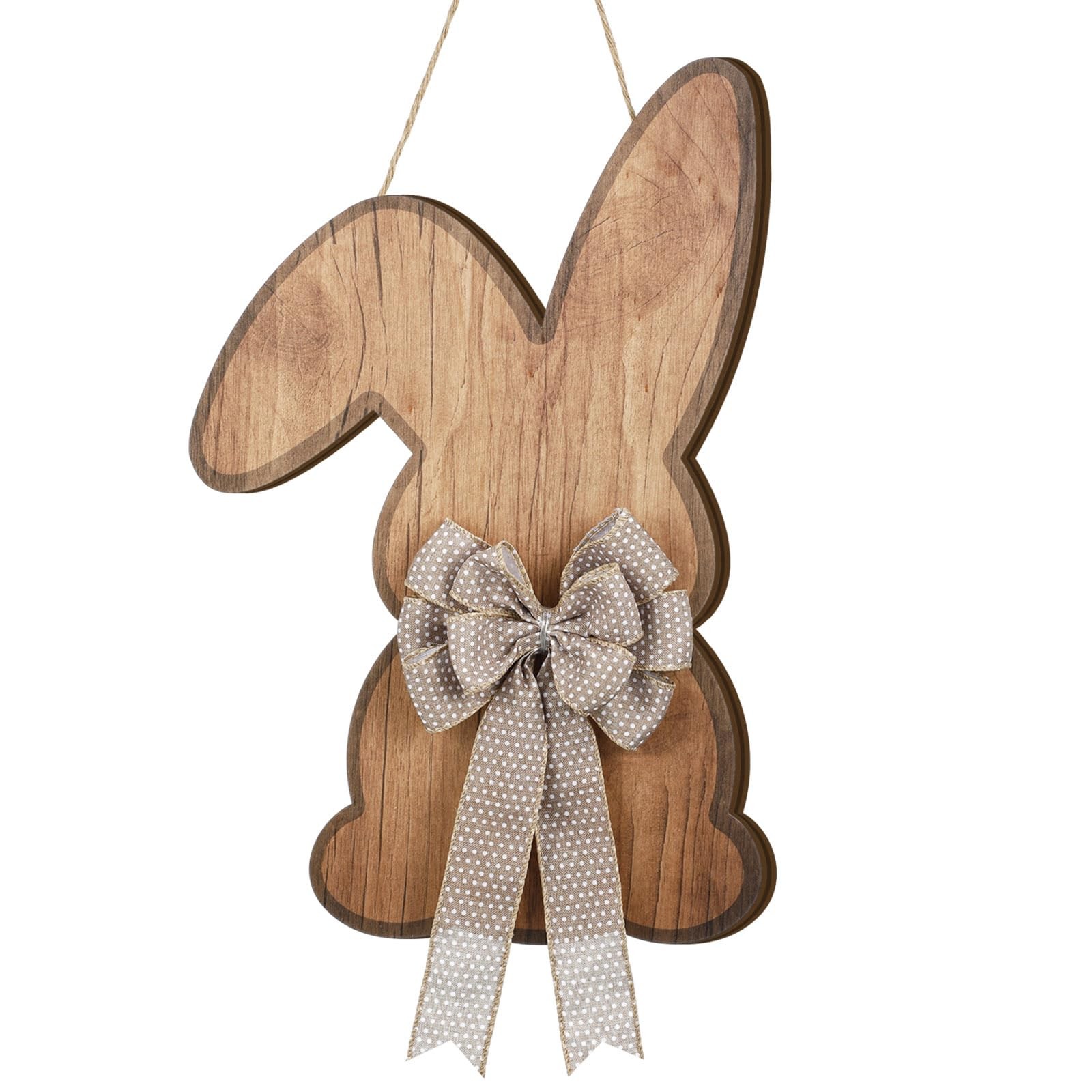 Easter Wreath Door Hanger for Front Door Easter Bunny Signs with Bow Bunny Wreat