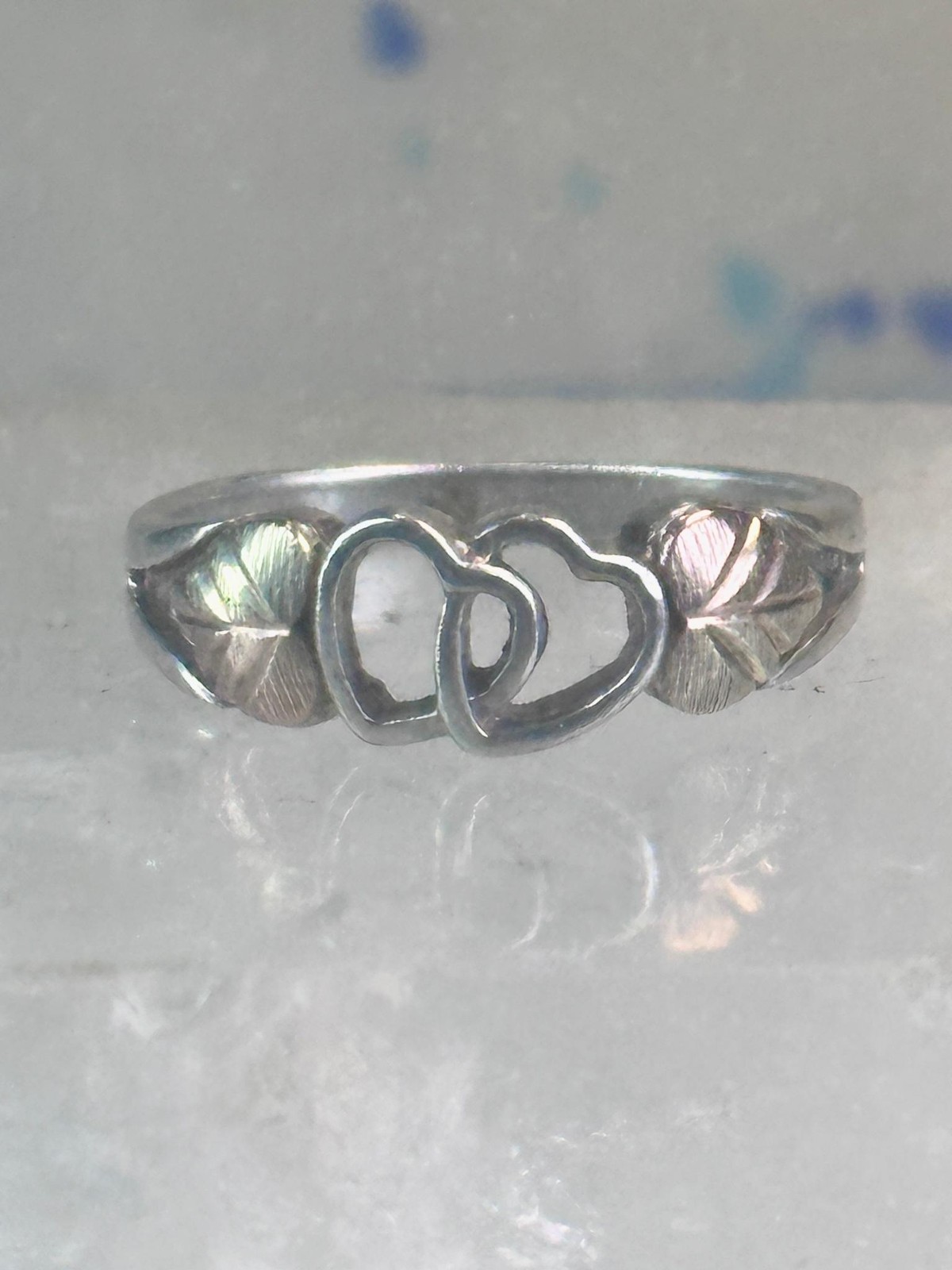 Black Hills Gold ring heart love band Valentine leaves size 6.75 sterling silver