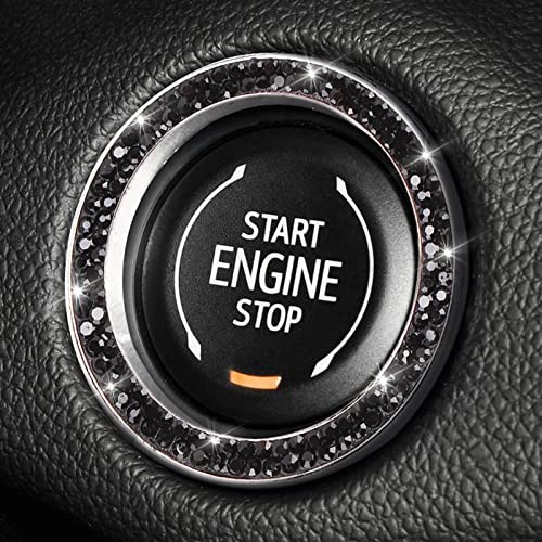 Bling Push Start Button Cover Ring, Interior Crystal Diamond Rhinestone C-black