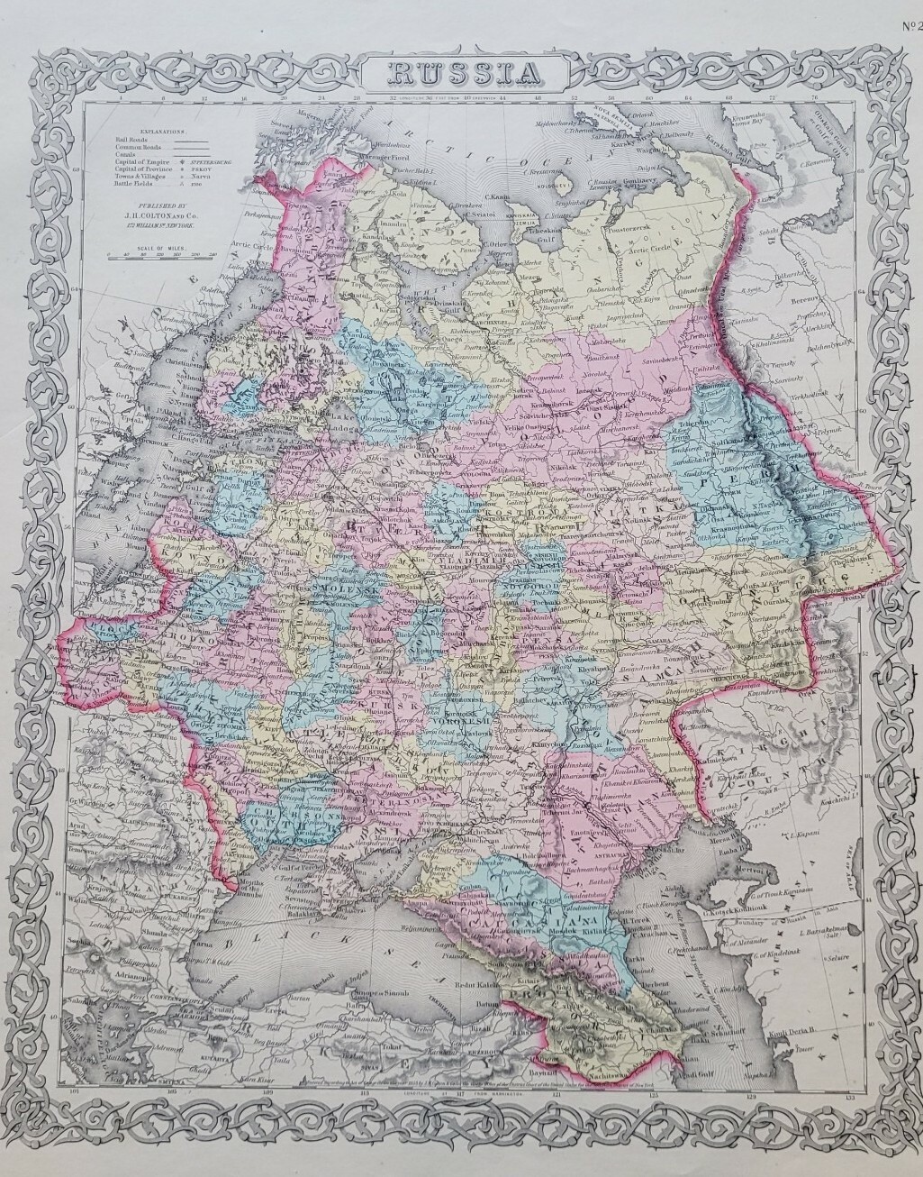 Russia 1855 antique map   first edition Colton Map   nice detail