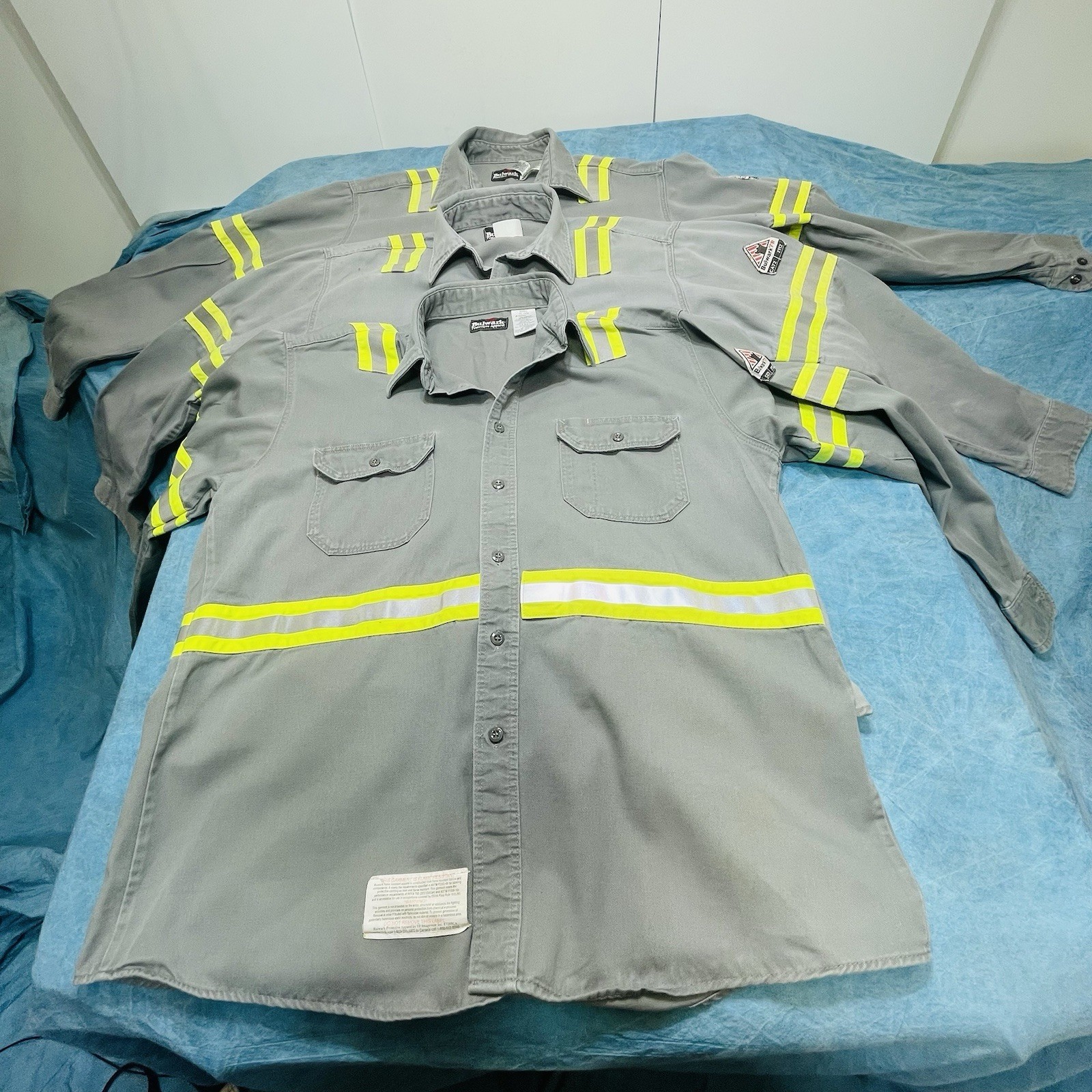 Bulwark Flame Resistant Shirts Mens XL Gray (3) Reflective Hi Visible Industrial