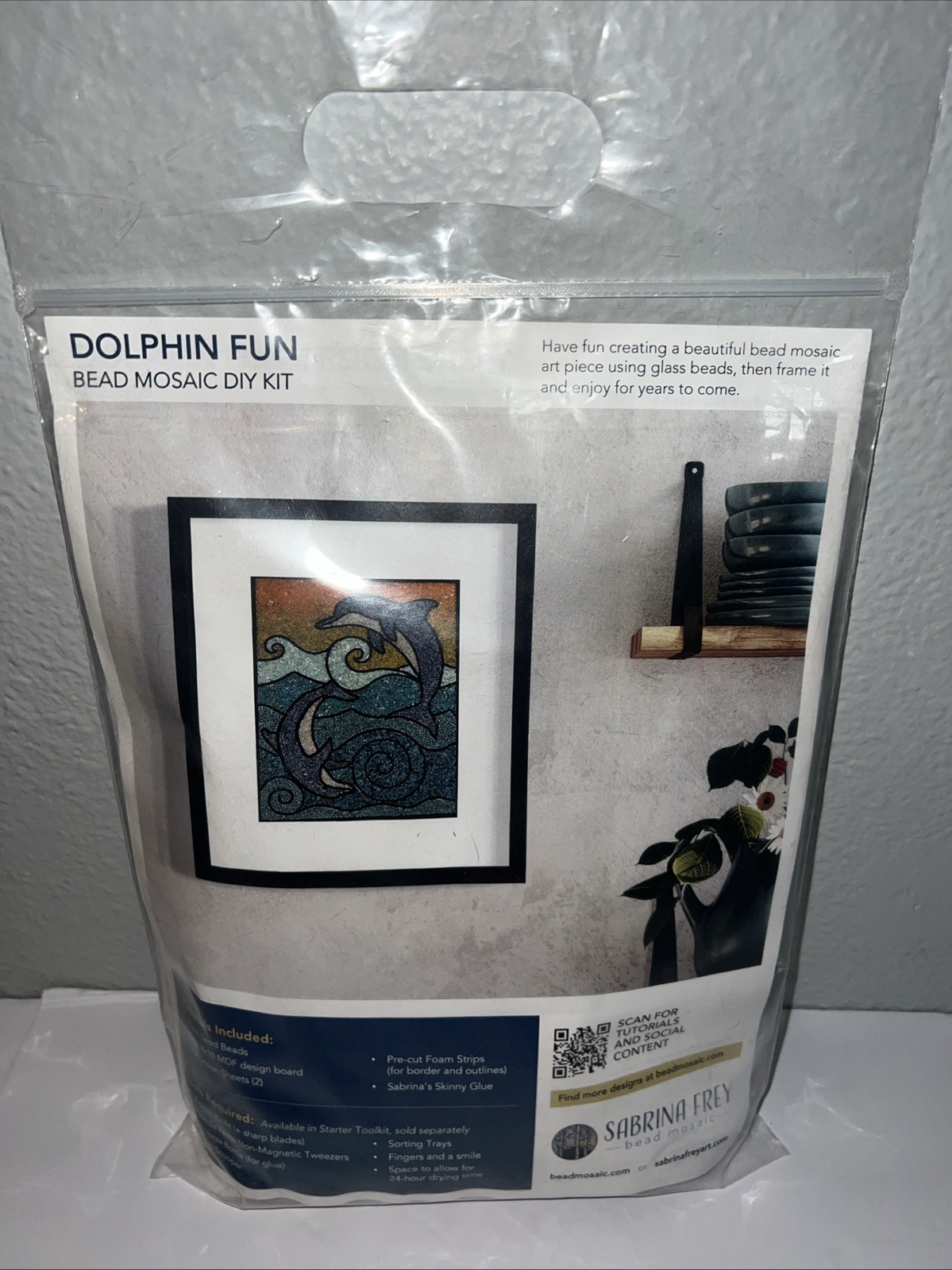 Dolphin Fun Bead Mosaic Art Kit + Video Tutorial, beginner friendly Sabrina Frey
