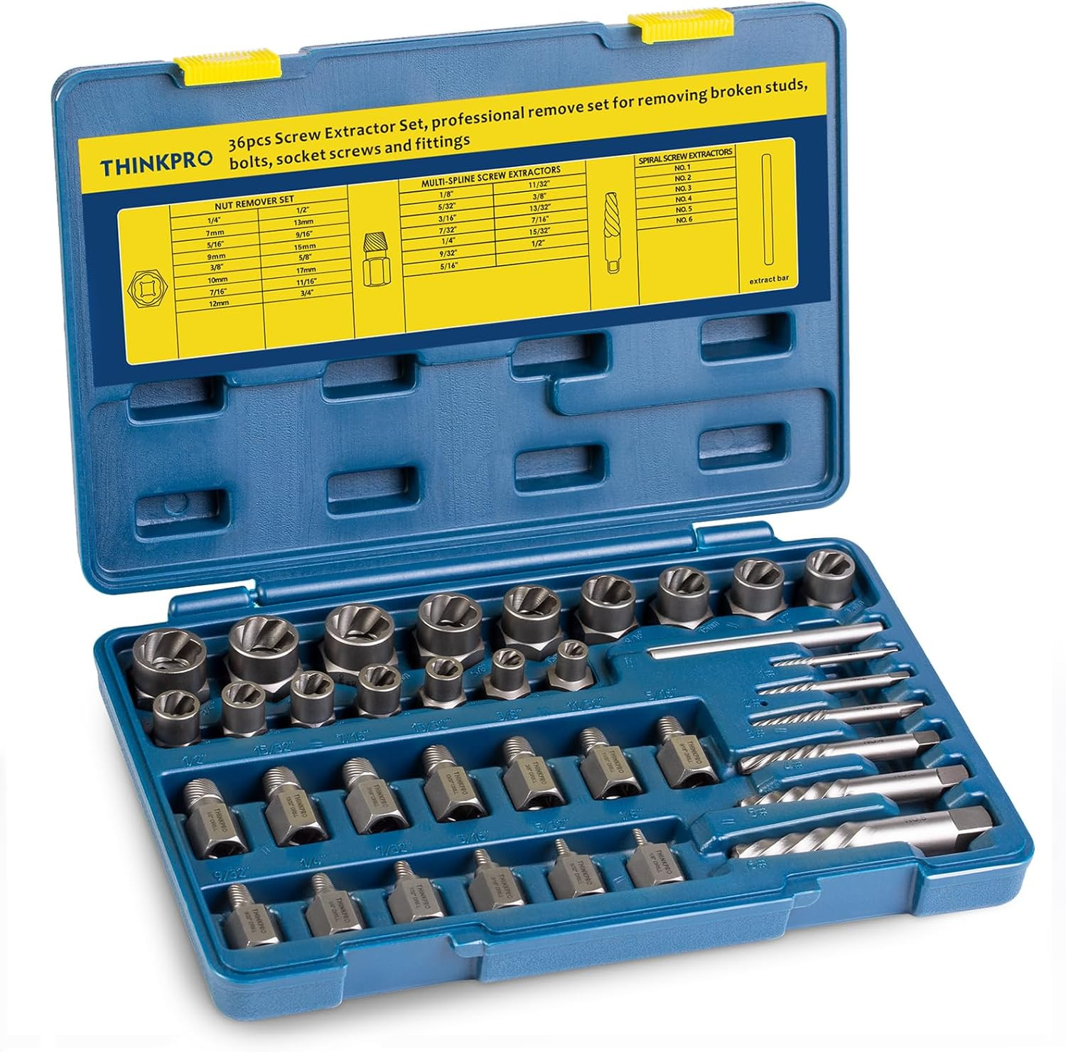 36Pcs Screw & Bolt Extractor Set, 2-In-1 Multi-Spline Lug Nut Remover, Easy Out