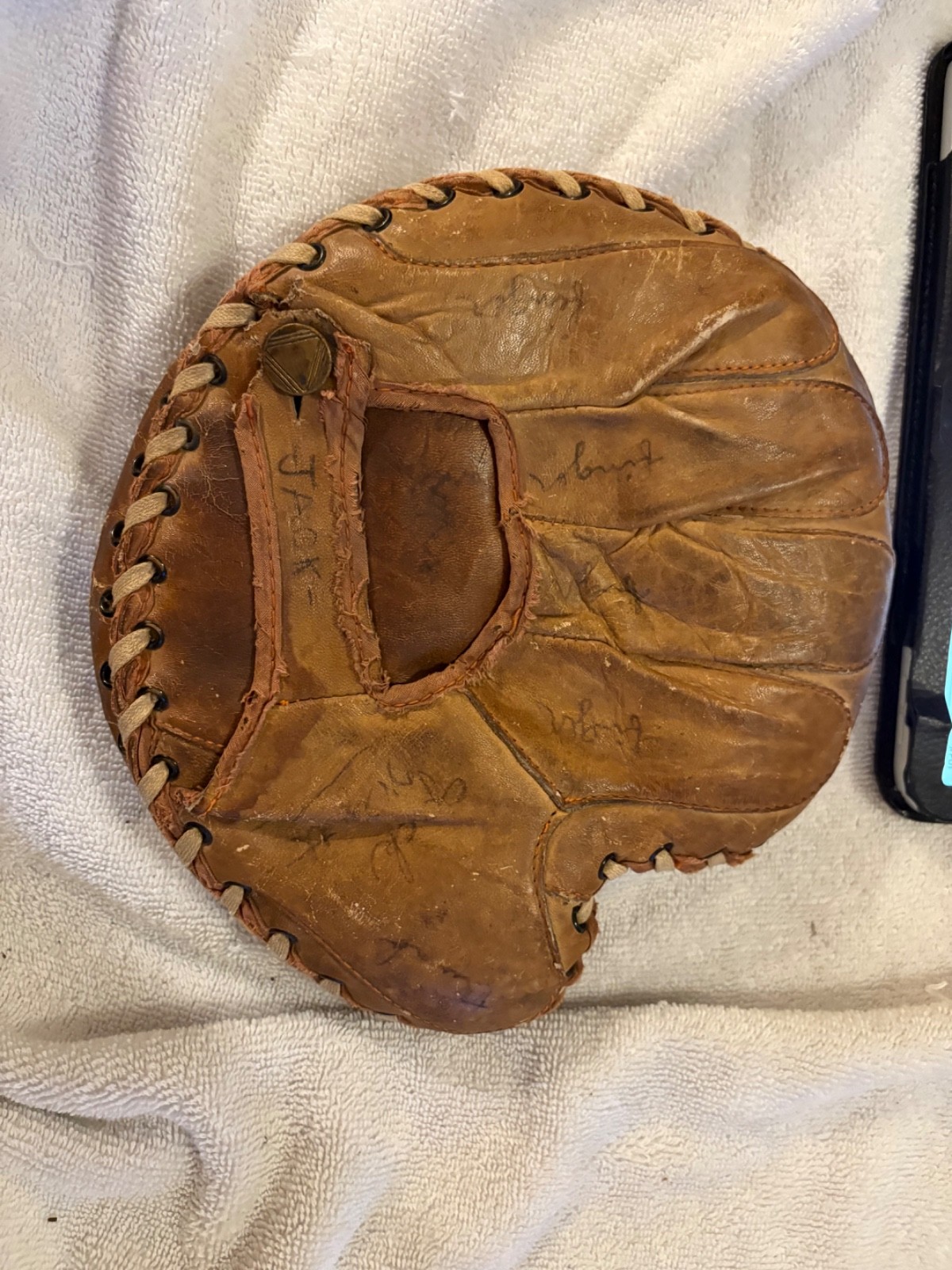 Vtg 1930s 40s Marathon Model Baseball Glove Catchers Mitt Montgomery Wards