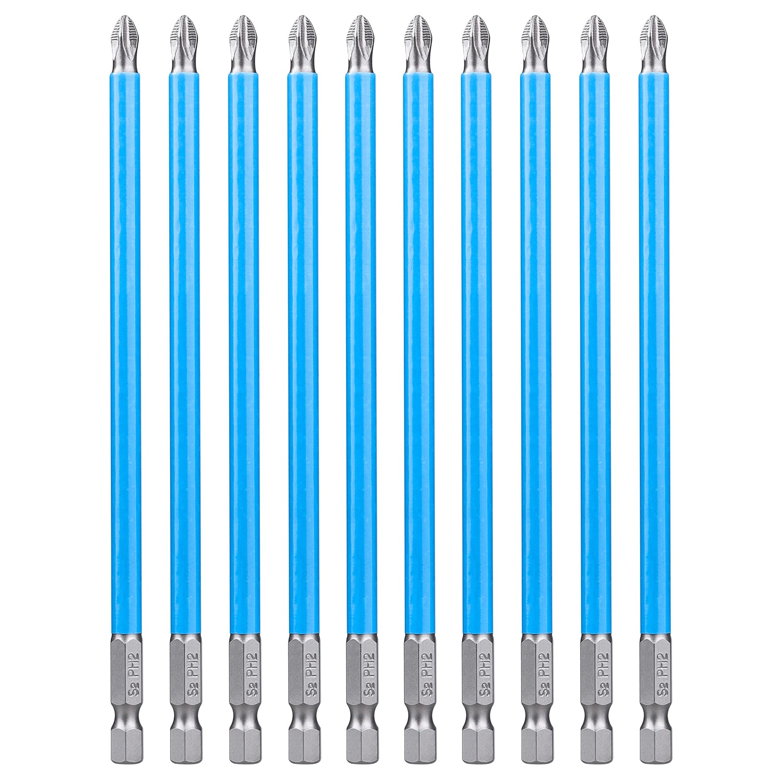 Yakamoz 10Pcs 6-Inch Long Phillips Screwdriver Bit Set Magnetic Ph2 One Size 